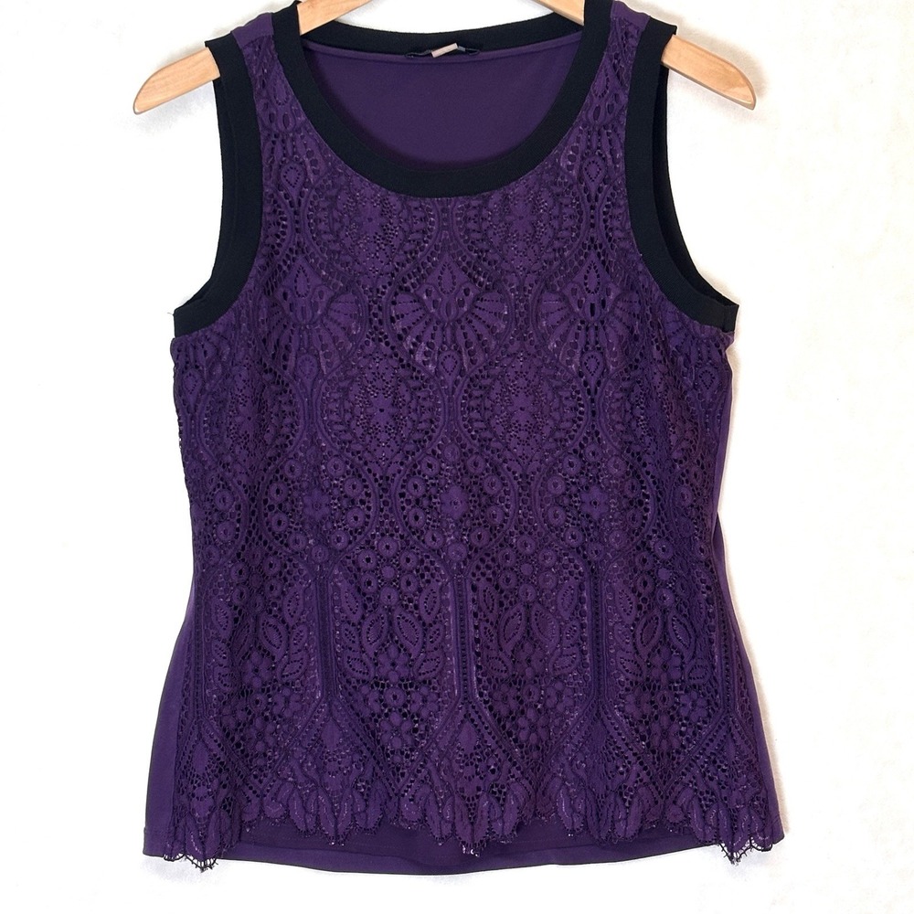 Tommy Hilfiger Y2K Boho Purple Lace Tank Top Romantic Goth Whimsigoth Lined S
